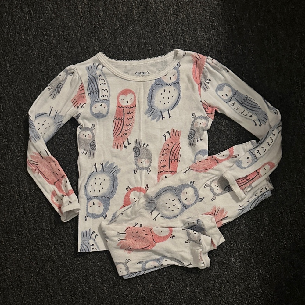 Carter's Kids Owl Print Long Sleeve Set - Pink and Gray